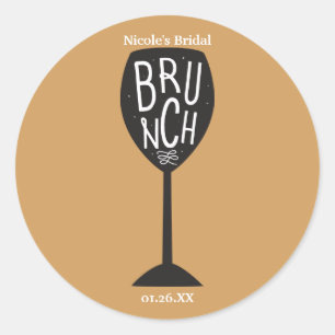 BRUNCH Wine Glass Modern Trendy Personalised Favou Classic Round Sticker