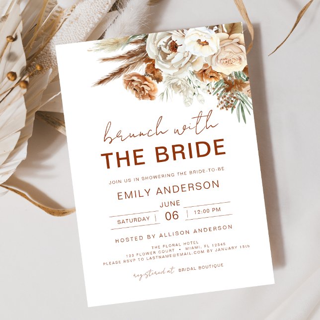 Brunch with Bride Pampas Grass Bridal Shower  Invitation (Creator Uploaded)