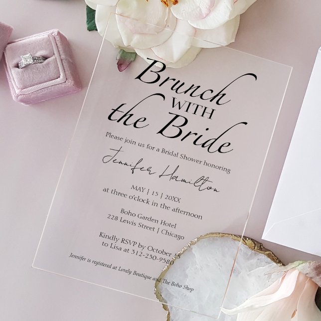 Brunch with the Bride Black & White Bridal Shower Acrylic Invitations (Creator Uploaded)