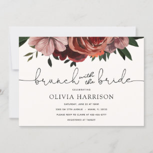 Brunch with the Bride Burgundy Shower Invitation