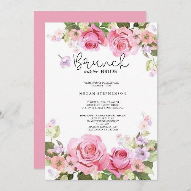 Brunch with the Bride Gold Greenery Bridal Shower Invitation (Front/Back)