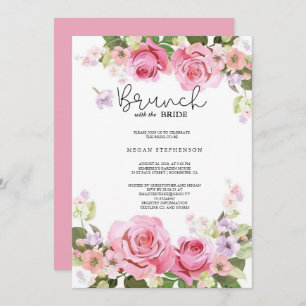 Brunch with the Bride Gold Greenery Bridal Shower Invitation