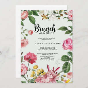 Brunch with the Bride Gold Greenery Bridal Shower Invitation