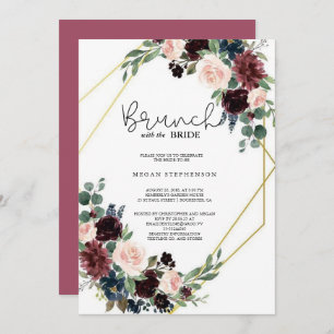 Brunch with the Bride Gold Greenery Bridal Shower Invitation
