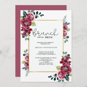 Brunch with the Bride Gold Greenery Bridal Shower Invitation