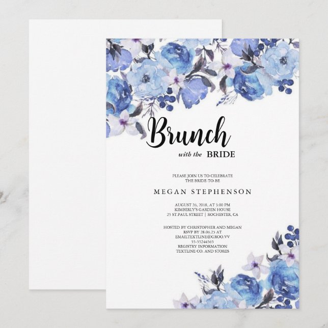 Brunch with the Bride Gold Greenery Bridal Shower Invitation (Front/Back)