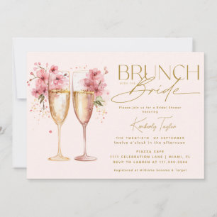 Brunch With The Bride Pink Champagne Bridal Shower Invitation