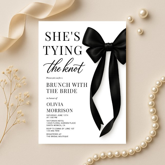 Brunch with the Bride She's Tying The Knot Bow  Invitation (Creator Uploaded)