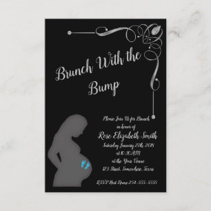 Brunch with the bump with Baby boy feet Invitation