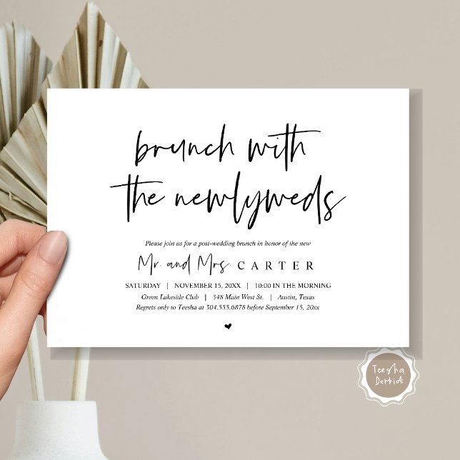 Brunch with the newlyweds, post wedding  invitation (Brunch with the newlyweds, post wedding invitation card, digital template download)