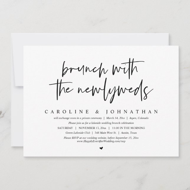 Brunch with the Newlyweds, Wedding Elopement Party Invitation (Front)