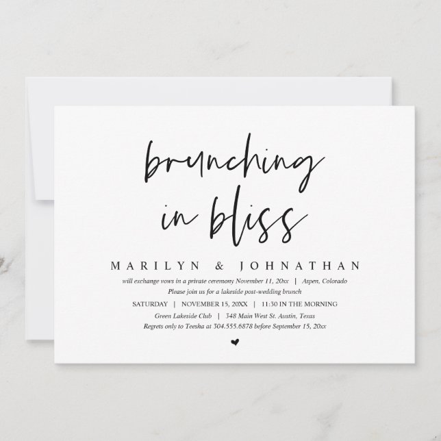Brunching In Bliss, Post Wedding Brunch Invitation (Front)