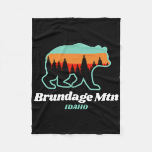 Brundage Mountain Idaho Skiing Snowboarding Bear  Fleece Blanket