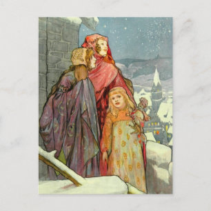 Brune Christmas Morning Girls Vintage German Holiday Postcard