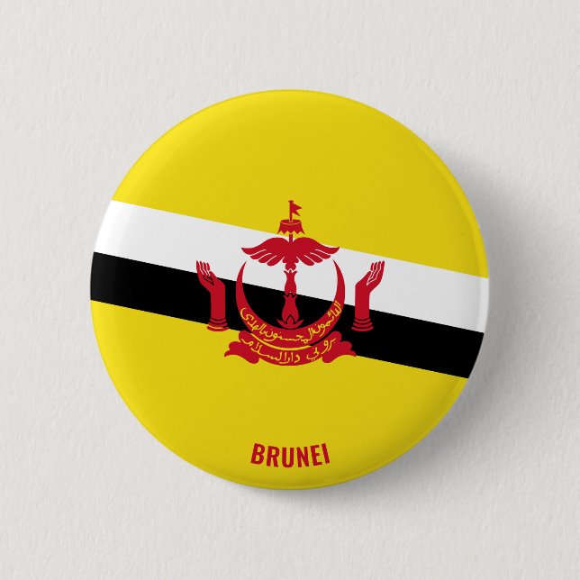 Brunei Flag Charming Patriotic 6 Cm Round Badge (Front)