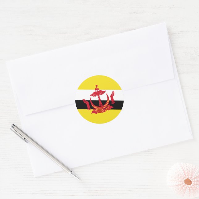 Brunei flag classic round sticker (Envelope)