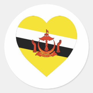 Brunei Flag Heart Classic Round Sticker
