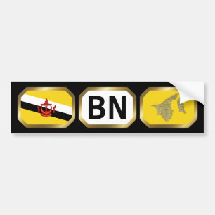 Brunei Flag Map Code Bumper Sticker