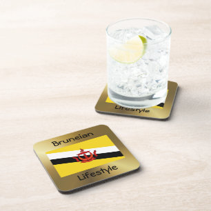 Brunei Flag+Text Coaster