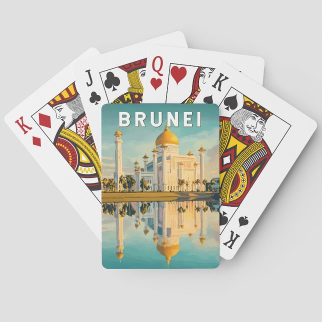 Brunei Illustration Travel Art Vintage Playing Cards (Back)
