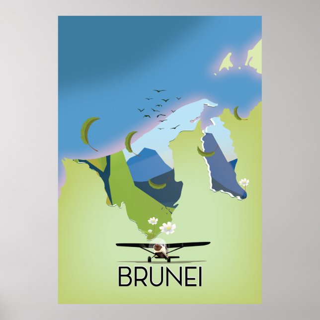 Brunei Map travel poster (Front)