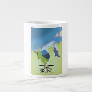 Brunei Map travel poster Large Coffee Mug