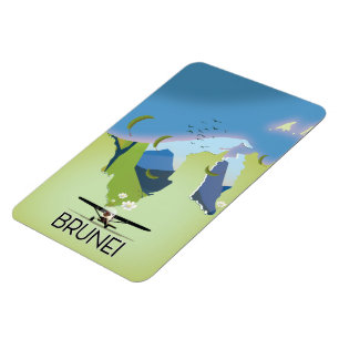 Brunei Map travel poster Magnet