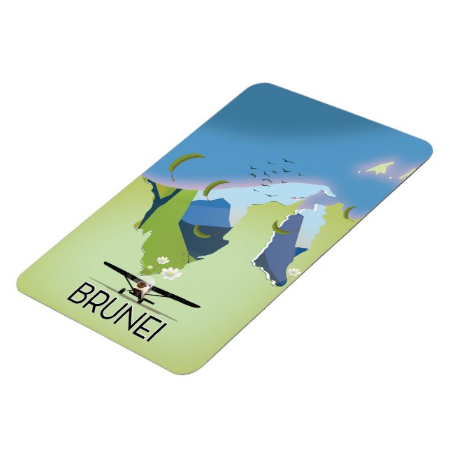 Brunei Map travel poster Magnet (Left Side)
