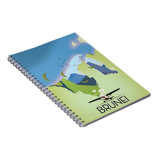 Brunei Map travel poster Notebook (Right Side)