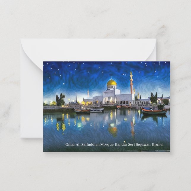 Brunei Mosque on an Eid Mubarak Card (Front)