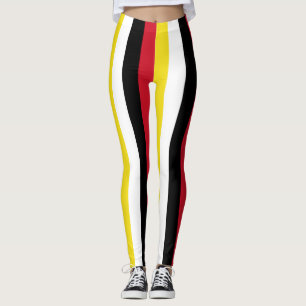 Brunei National Flag Colours Vertical Striped Leggings