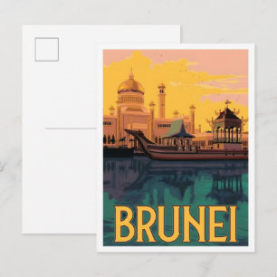 Brunei Vintage Art Travel Postcard