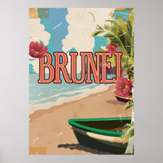 Brunei vintage travel poster art.
