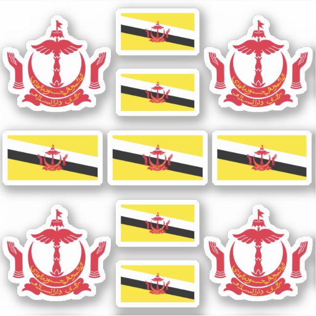 Bruneian national symbols / coat of arms and flag (Front)