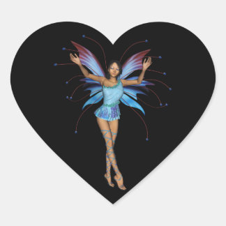 Brunette 3D Pixie - Purple & Blue Heart Sticker