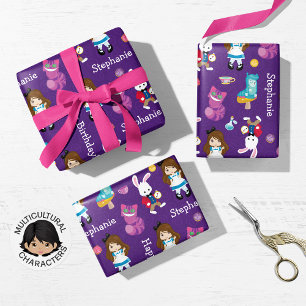 Brunette Alice's Adventures in Wonderland Wrapping Paper Sheet