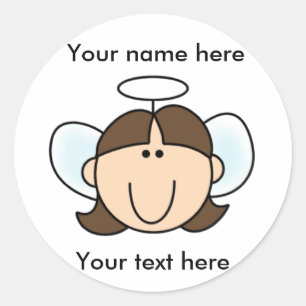 Brunette Angel Classic Round Sticker