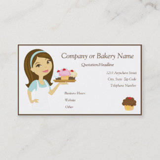 Brunette/Aqua Cupcake Baker/Bakery 4 Business Card