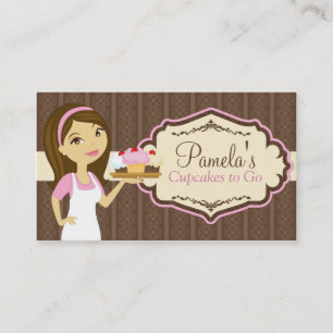 Brunette Baker Cupcake Business Cards D16