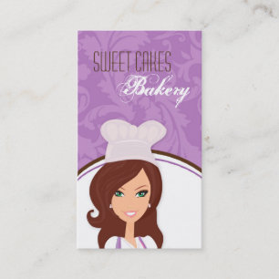 Brunette Baker Purple Brow Cup Cakes Business Card