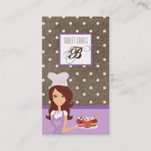 Brunette Baker Purple Brow Cup Cakes Business Card