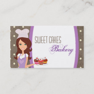 Brunette Baker Purple Brow Cup Cakes Business Card