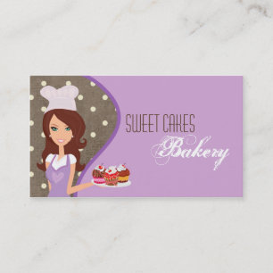 Brunette Baker Purple Brow Cup Cakes Business Card