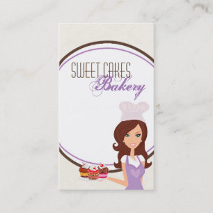 Brunette Baker Purple Brow Cup Cakes Business Card