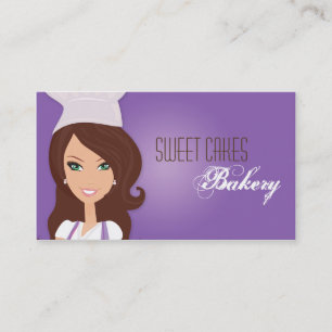 Brunette Baker Purple Brow Cup Cakes Business Card