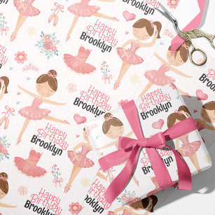 Brunette Ballerina Personalised Wrapping Paper