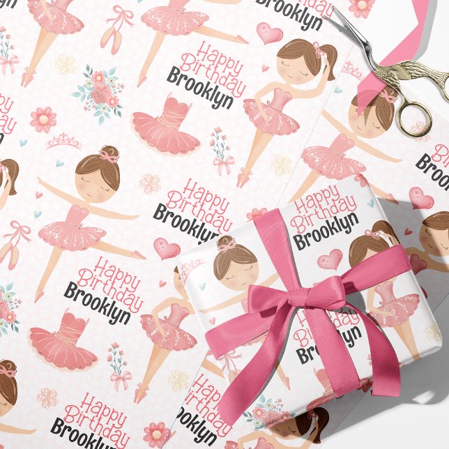 Brunette Ballerina Personalised Wrapping Paper (Creator Uploaded)