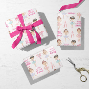 Brunette Ballerina Personalised Wrapping Paper Sheet