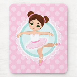 Brunette Ballerina - Pink Ballet Dancer Girl Mouse Mat