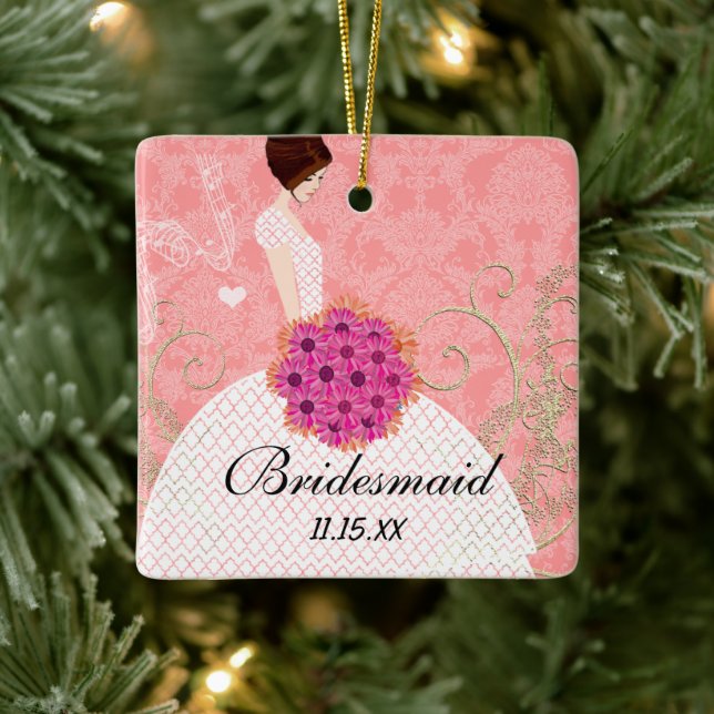 Brunette Birdesmaid Gifts You Choose Colours Ceramic Tree Decoration (Tree)